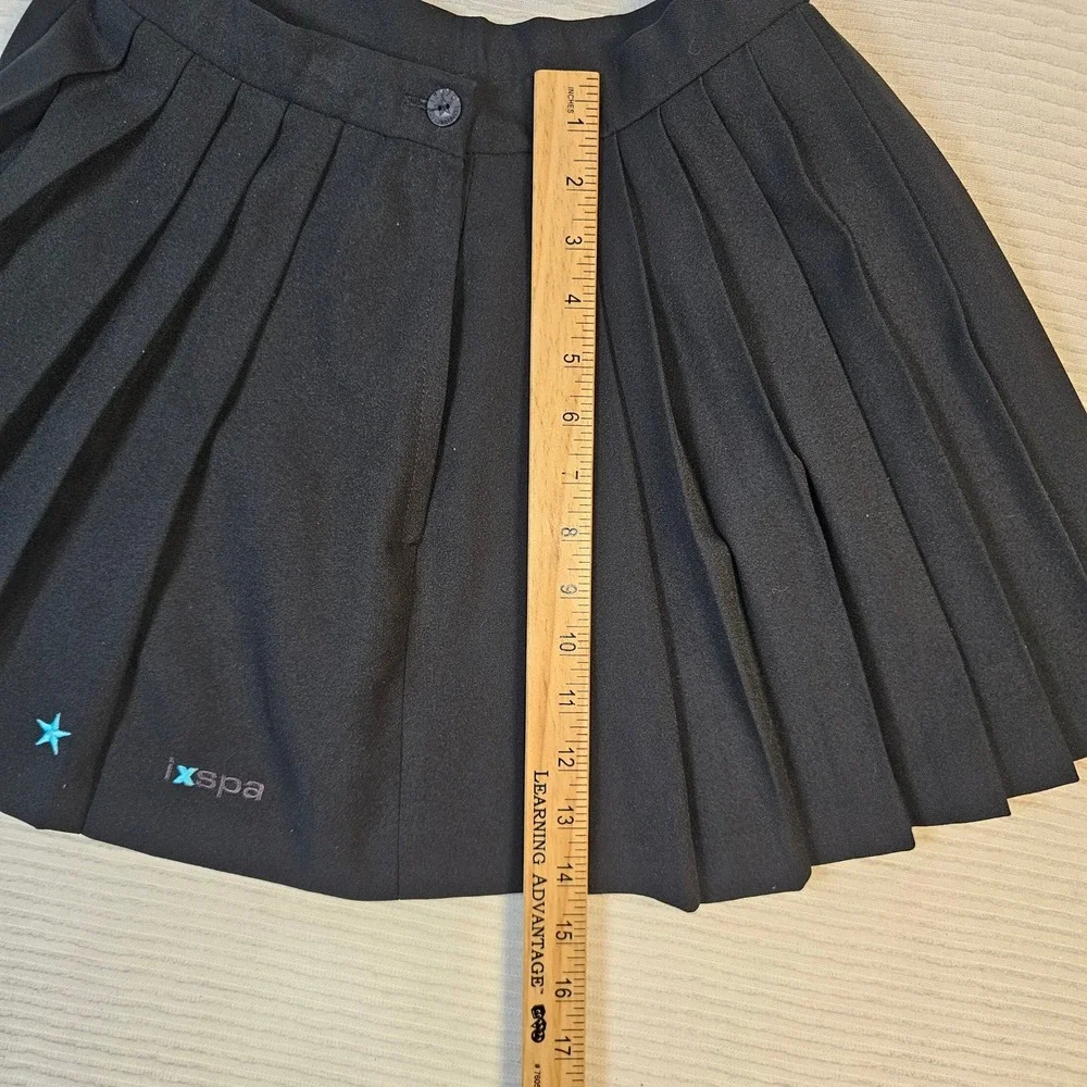 Vintage IXSPA 2000 Black Pleated Tennis Skirt Size 6 Star Logo Mini Skirt